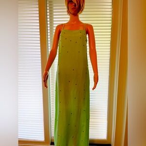 COPY - J Crew slip dress light green with rhinestones accents. Bohemian slip dr